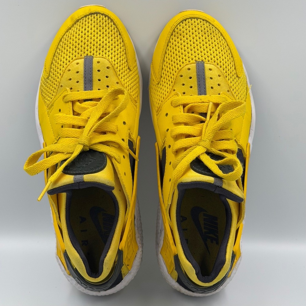 Nike Air Huarache Mens 9.5 Lightening Yellow Black White Sneakers - Picture 5 of 7